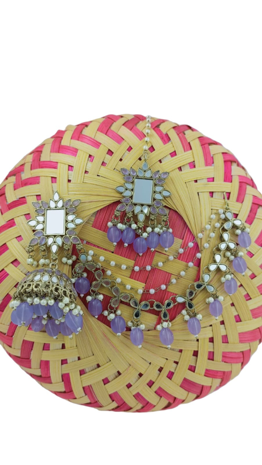 Mirror work Earrings & Maang Tikka set in Germany