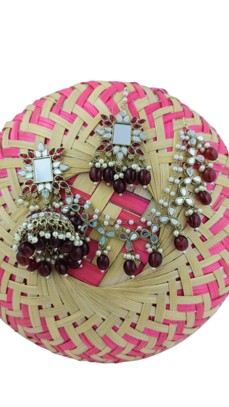 Mirror work Earrings & Maang Tikka set in Germany