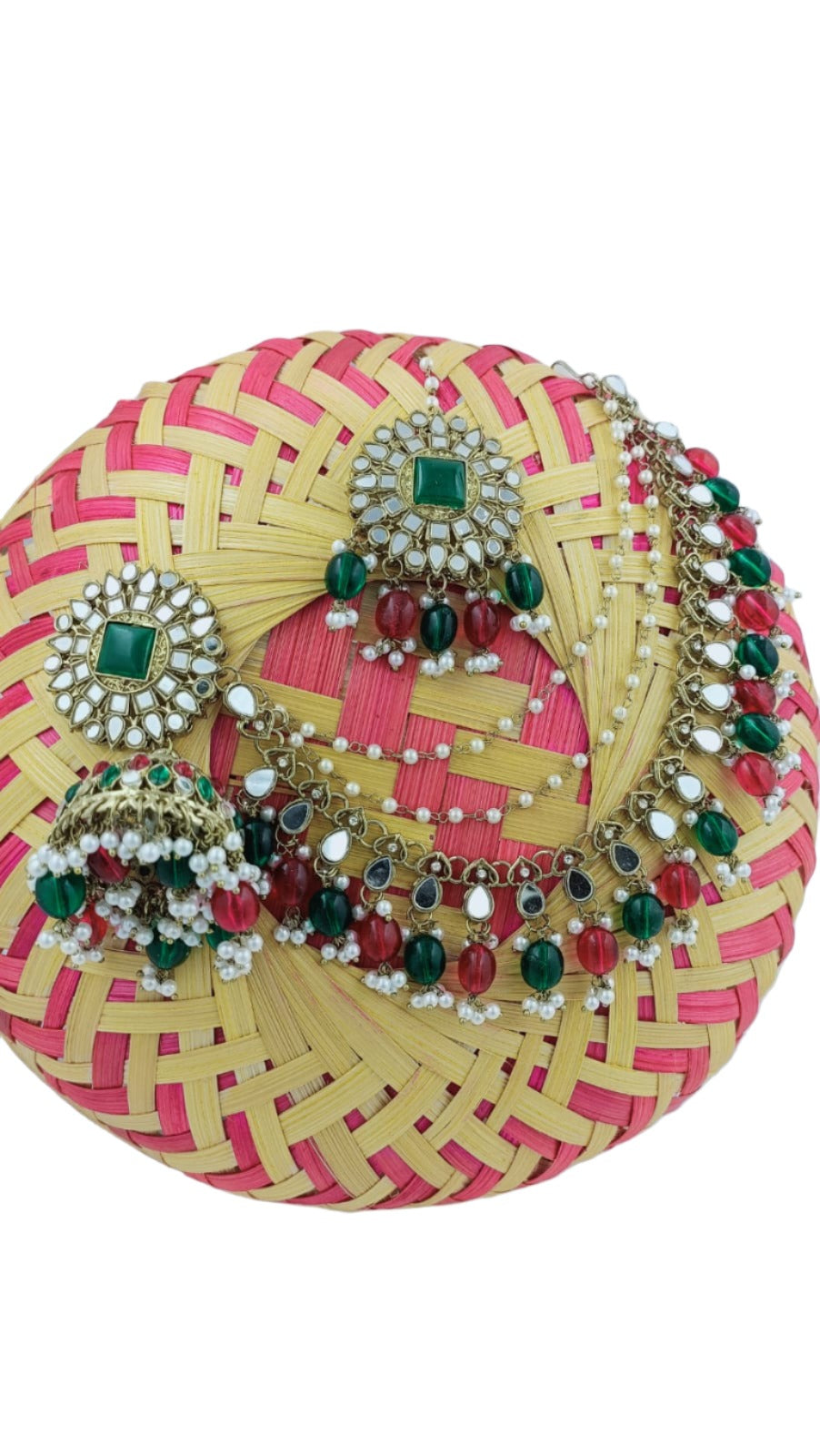 Mirror work Earrings & Maang Tikka set in Germany
