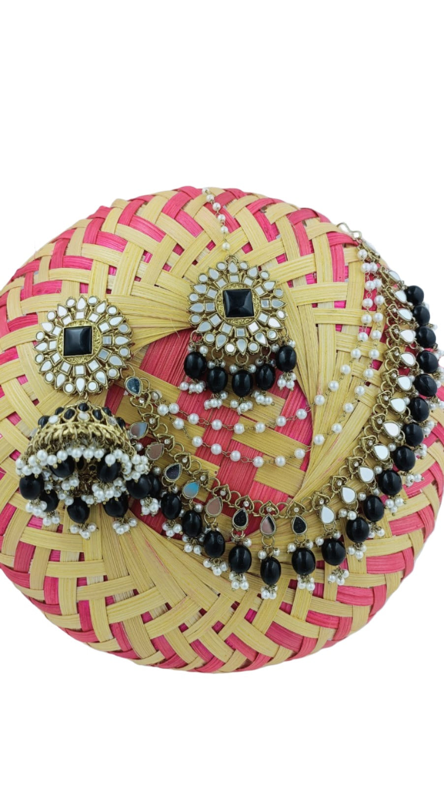 Mirror work Earrings & Maang Tikka set in Germany
