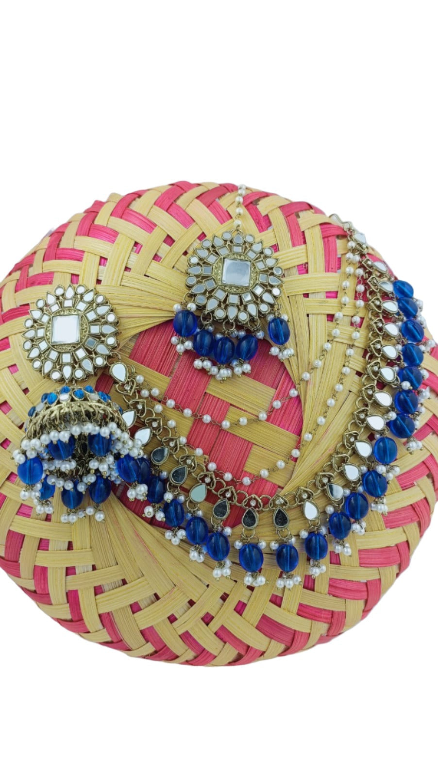 Mirror work Earrings & Maang Tikka set in Germany