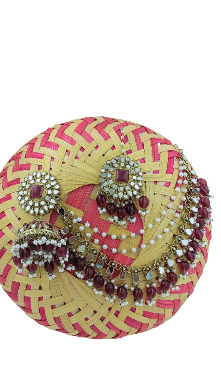 Mirror work Earrings & Maang Tikka set in Germany