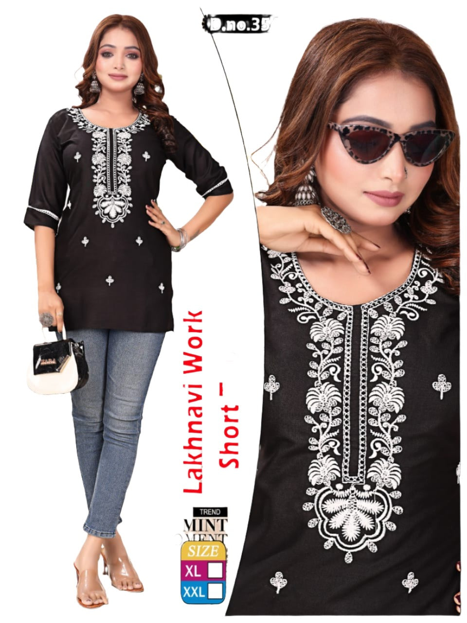 Lucknowi Work Short Kurti in Germany