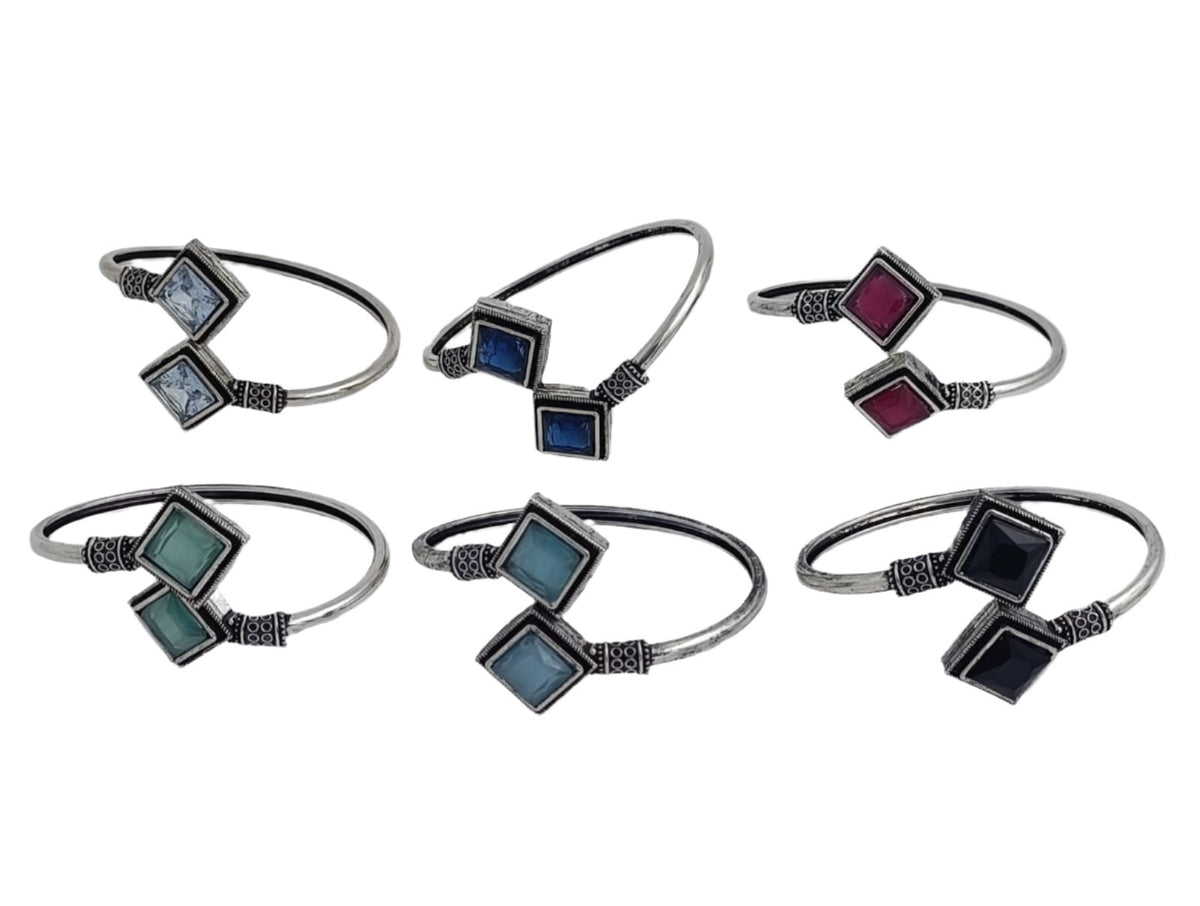 Silver Carved Square Ruby Cuff Bracelet in Paris