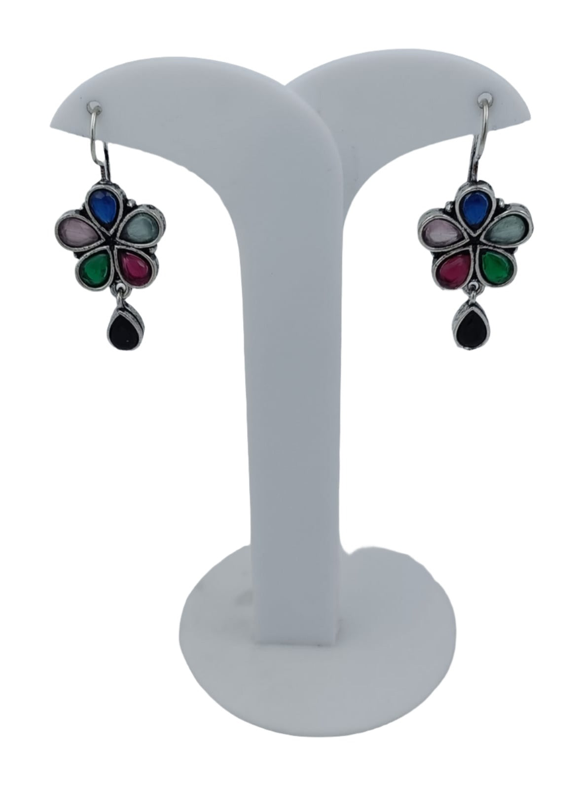 Silver Multicolours Beaded Brass Earring For Women in Munich