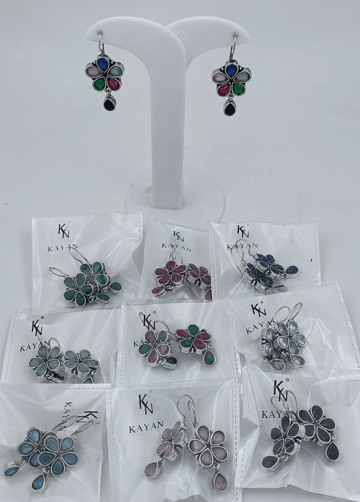 Silver Multicolours Beaded Brass Earring For Women in Munich