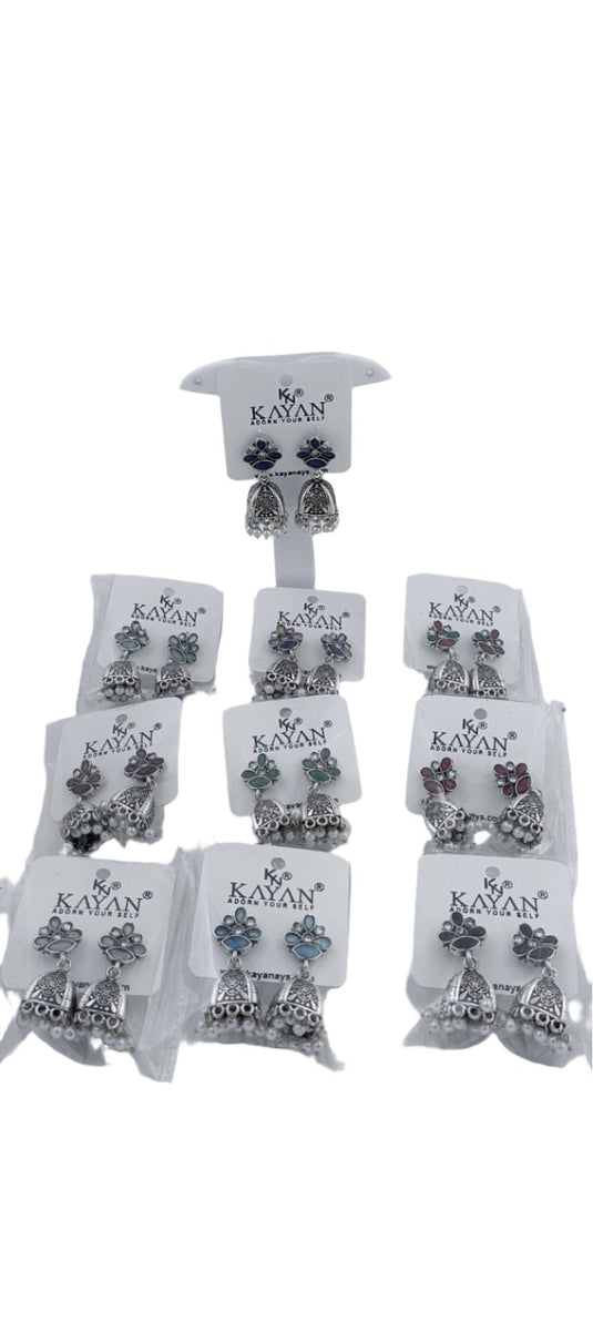 Shahi Oxidized Phool Moti Jhumka in Germany