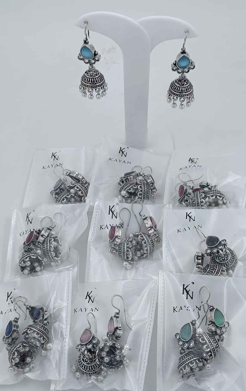 Silver Plated Stone  Earrings Brass Jhumki Earring in Berlin