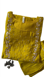 Handwork at Neck gotta Patti Pearl Dola Silk Kurta Dupatta Bottom Set in Germany