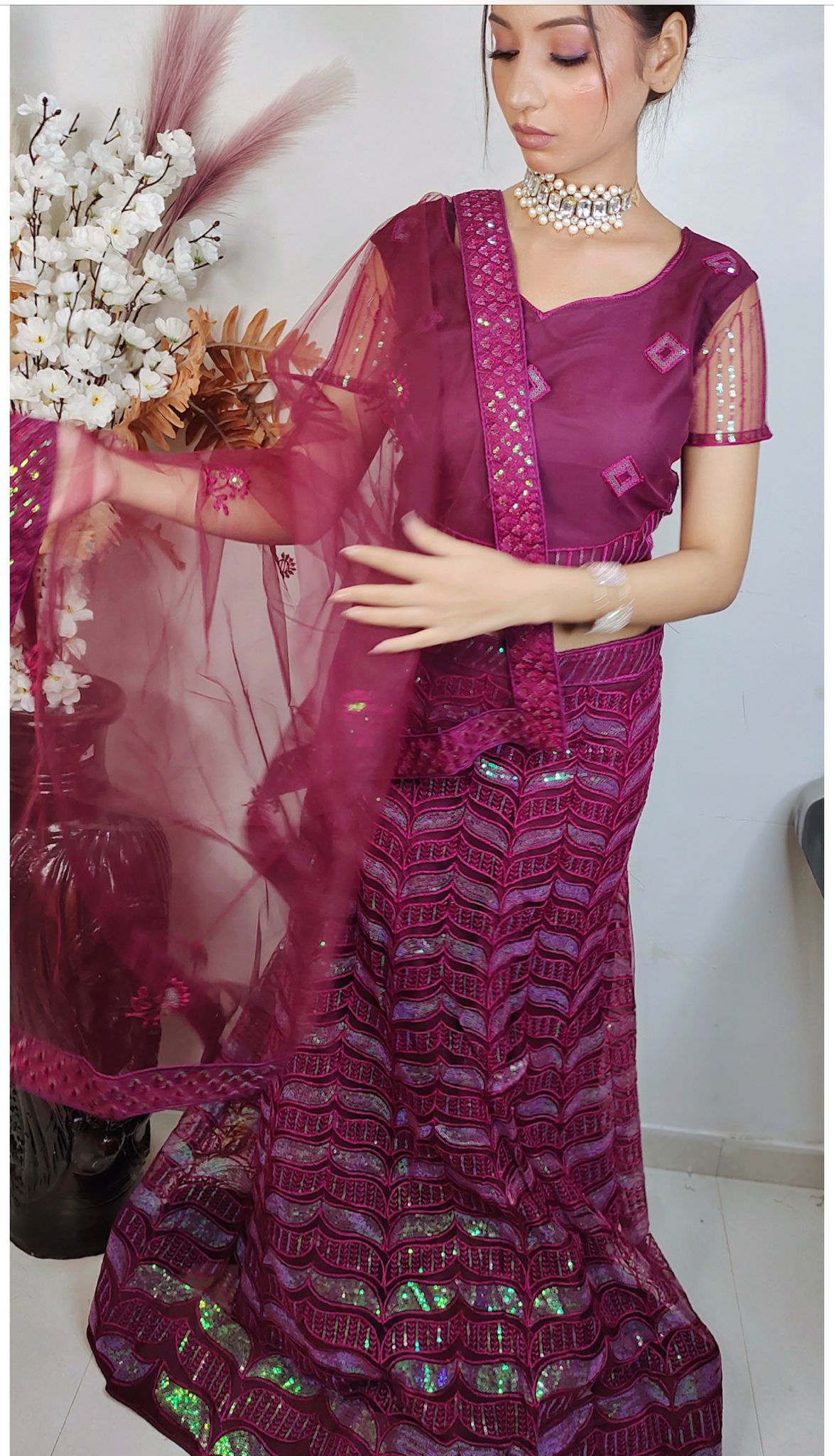 Partywear complete stitched Lehenga Choli set in Germany
