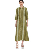 Woman  Rayon Olive Green A-Line Long Dress Maxi in Germany