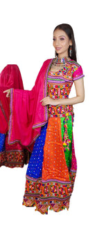 Multicolor Gujrati Navratre Bandhani Lehenga for women in Germany
