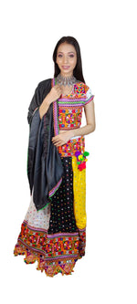 Multicolor Gujrati Navratre Bandhani Lehenga for women in Germany