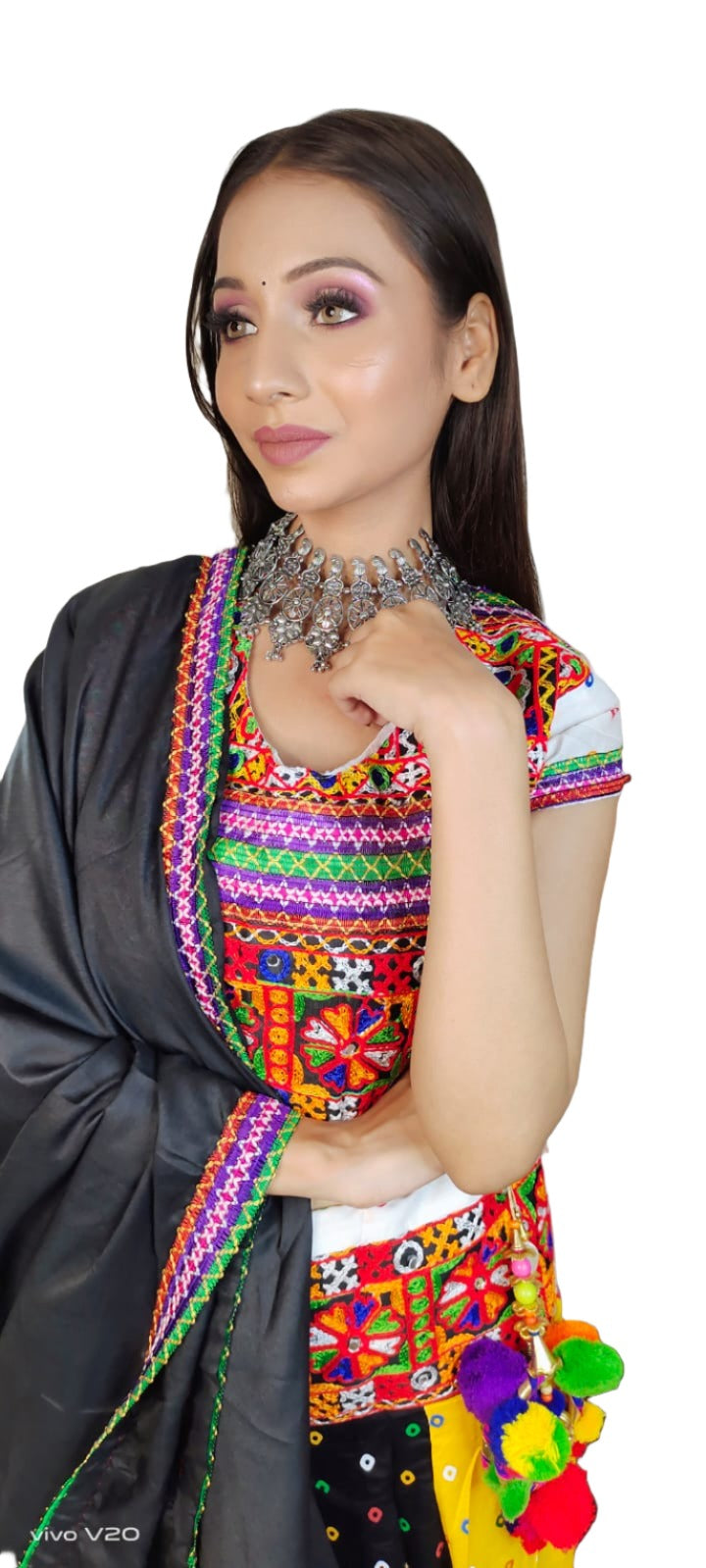 Multicolor Gujrati Navratre Bandhani Lehenga for women in Germany