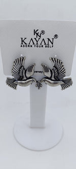Trendz Oxidized Silver Bird Shaped Drop Earrings in Berlin