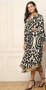 ABSTRACT PRINTED WAIST CUT OUT DESIGNED WOMEN SHIRT in Munich