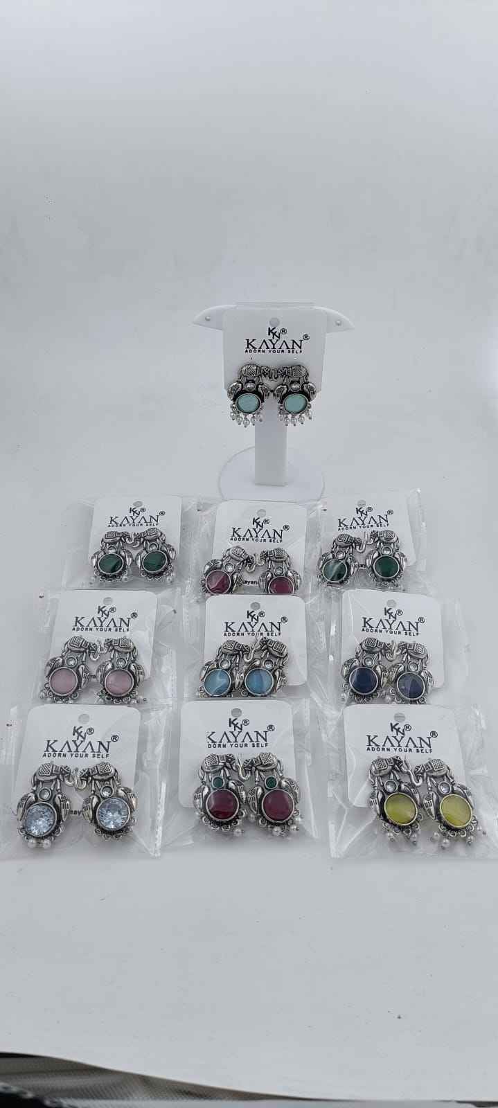 Monalisa Stone Elephant Shape Silver Replica Stud Earring in Germany