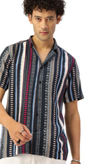 Classic Printed Cuban Collar Casual Resort Shirt in Berlin