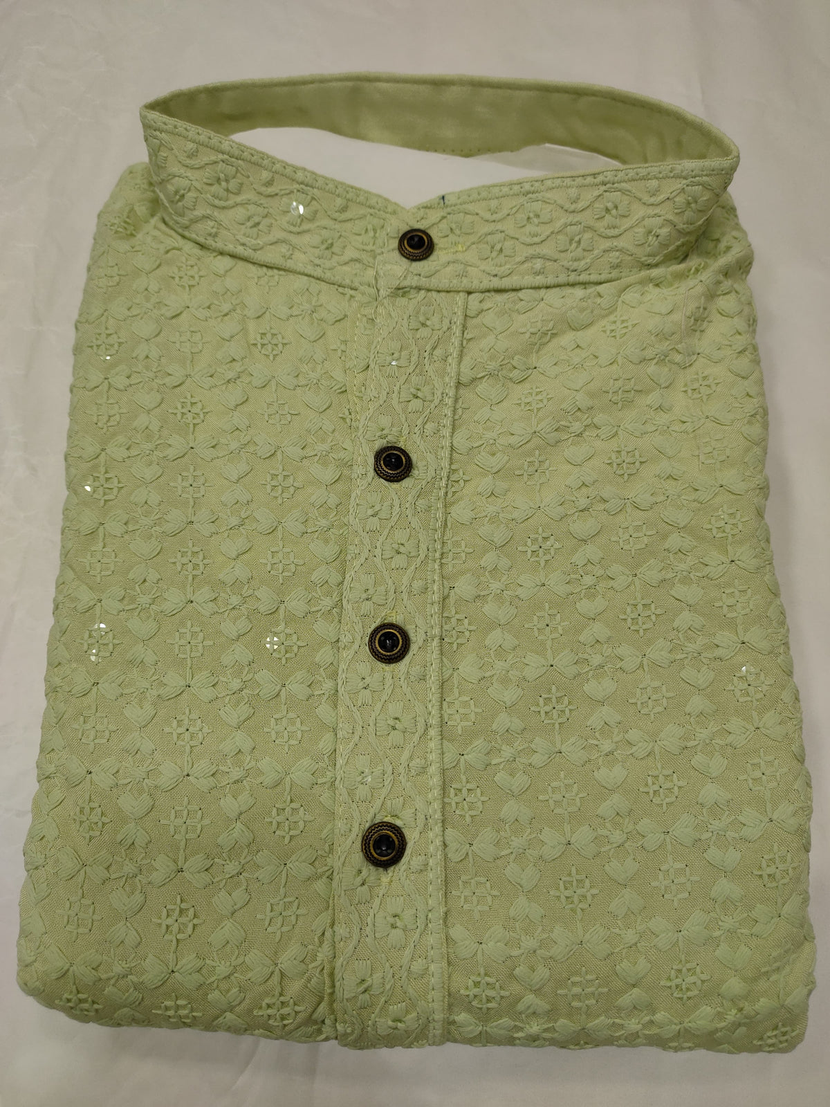 Men's Kurta Churidar with Embroidery Cotton Rayon Light Green in Berlin