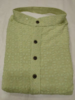 Men's Kurta Churidar with Embroidery Cotton Rayon Light Green in Berlin