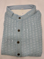 Men's Kurta Churidar with Embroidery Cotton Rayon Light Sky Blue in Berlin