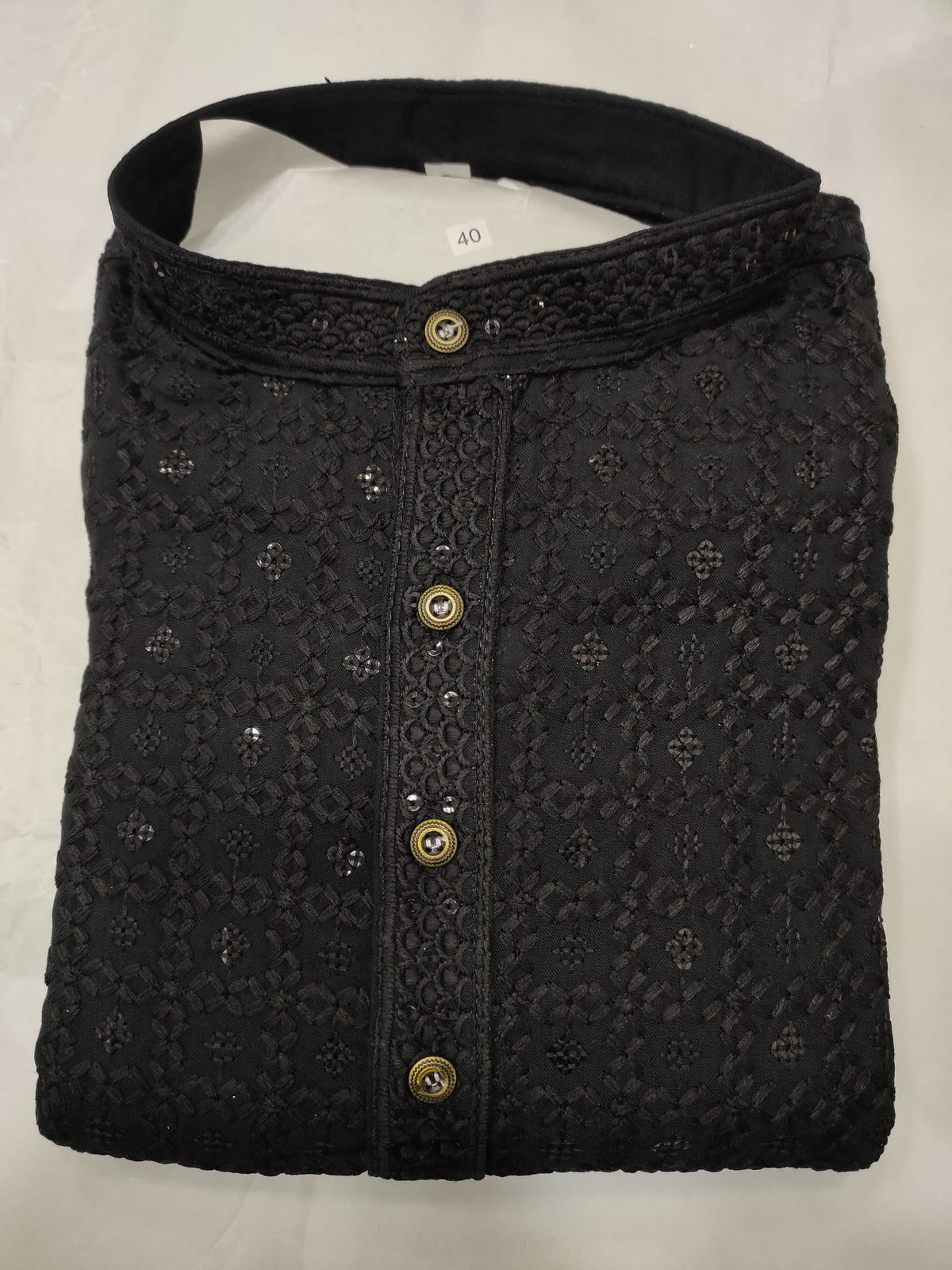 Men's Kurta Churidar with Embroidery Cotton Rayon Black in Munich
