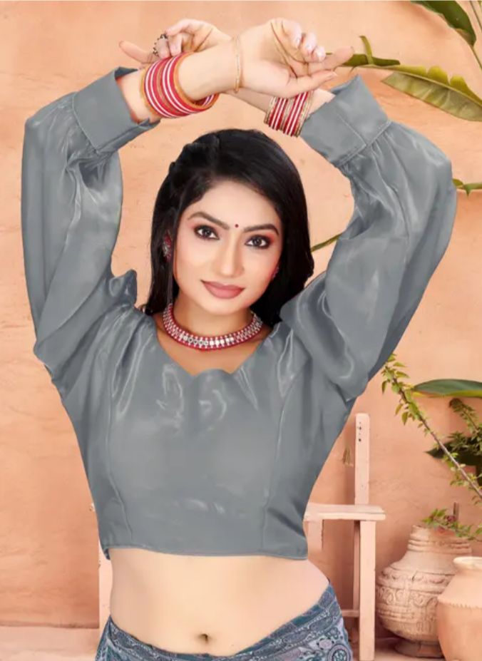 Organza Plain full Sleeves Readymade Blouse in Berlin