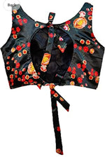 Women's Multicolor Deep V Neck Heavy Shiny Gota Satin Sleeveless Blouse in Berlin
