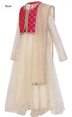 Pink And Beige Anarkali Viscose Suit Set in  Berlin