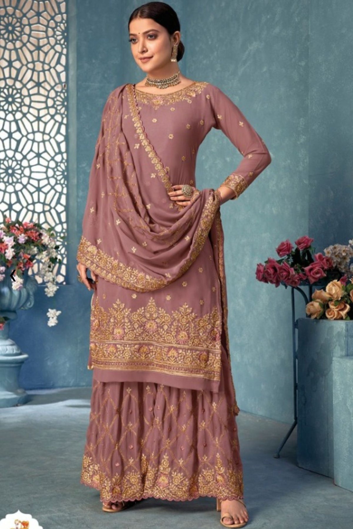 Light Purple Georgette Readymade Sharara Suit in Germany