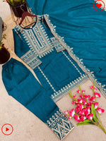 Elegant Pure Chinnon Silk Embroidery Pant Suit in Berlin