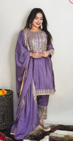 Elegant Pure Chinnon Silk Embroidery Pant Suit in Berlin