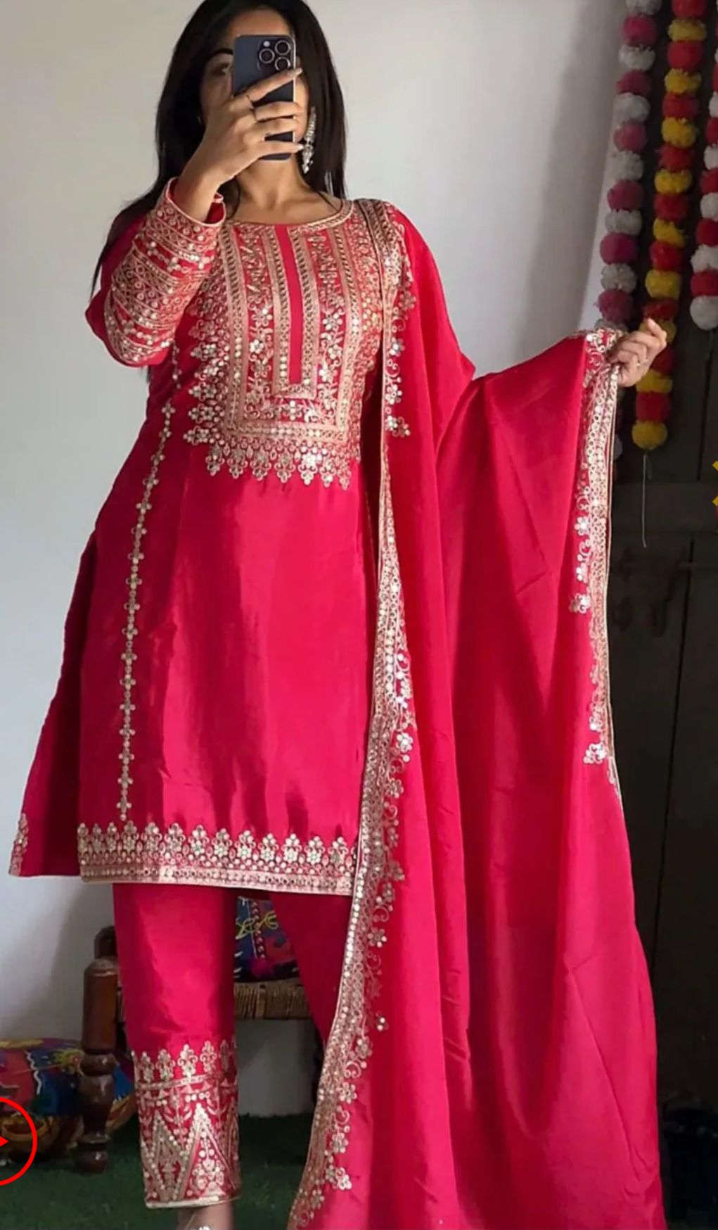 Elegant Pure Chinnon Silk Embroidery Pant Suit in Essen