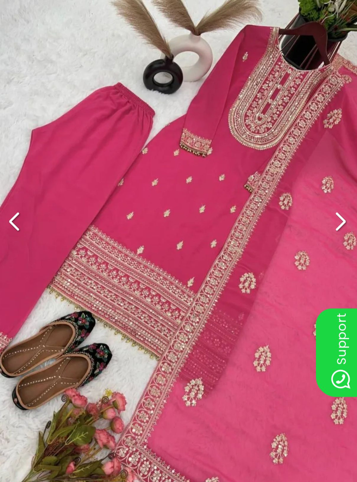 Pink Color Faux Georgette Embroidery Pant Suit in Munich