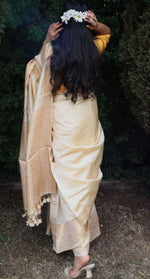 Ivory Dupion Silk Saree in Germany