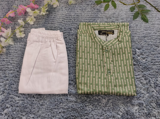 Boys Ethnic Motifs Printed Pure Cotton Kurta with Pyjamas in Germany