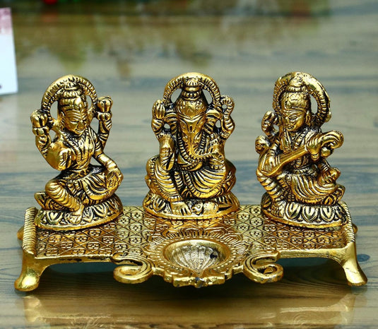 Laxmi Ganesh Saraswati with Diya Decorative in Germany
