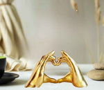 Golden Heart Shape Sculpture, Resin Showpiece in Munich