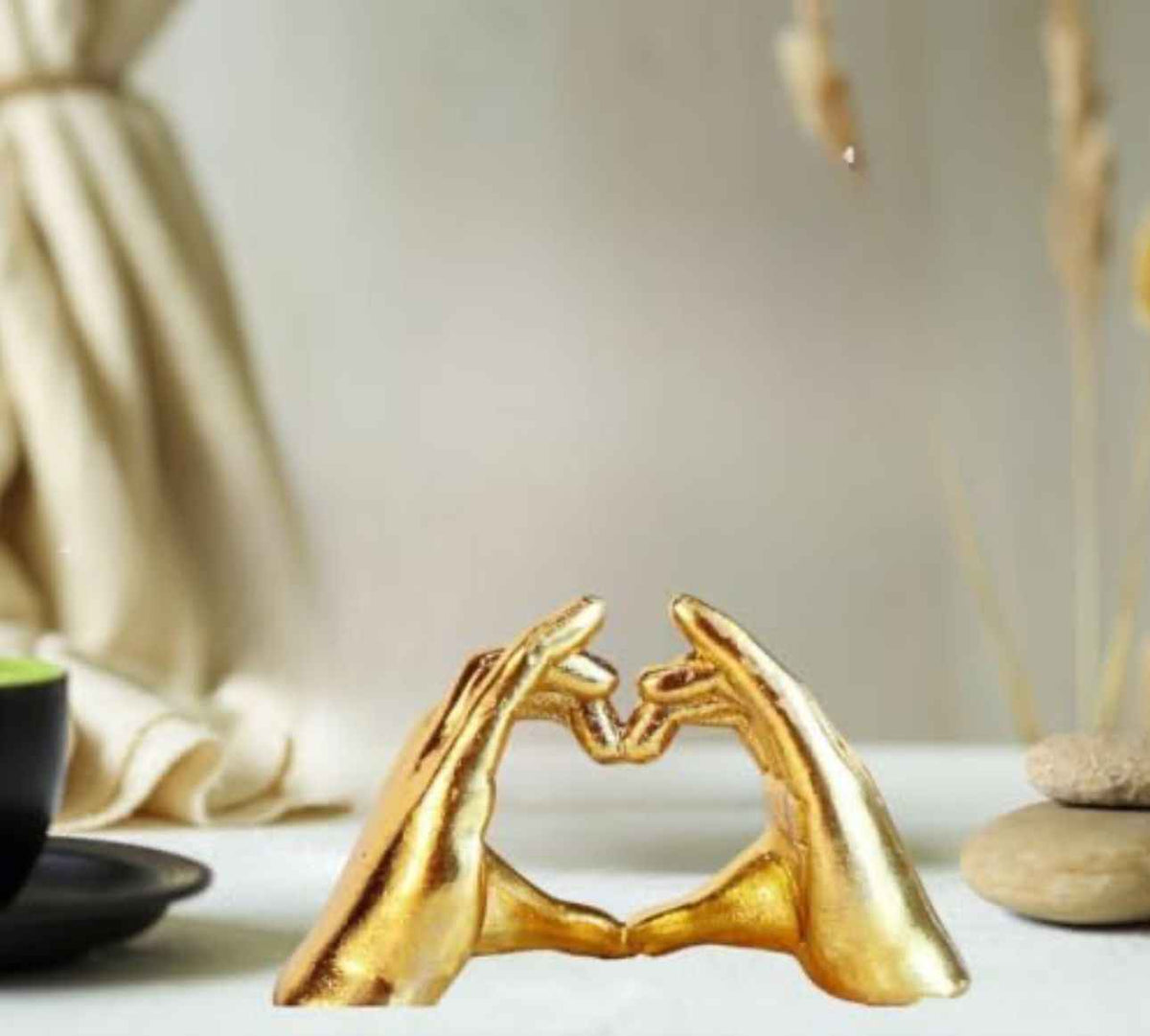 Golden Heart Shape Sculpture, Resin Showpiece in Munich