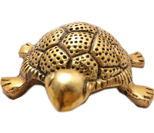 Metal Feng Shui Golden Tortoise on Glass Plate - 5.5 inches in Germany