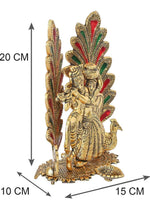 Peacock Design Radha Krishna Idol Showpiece with Diya for Puja and Home Decor in Berlin