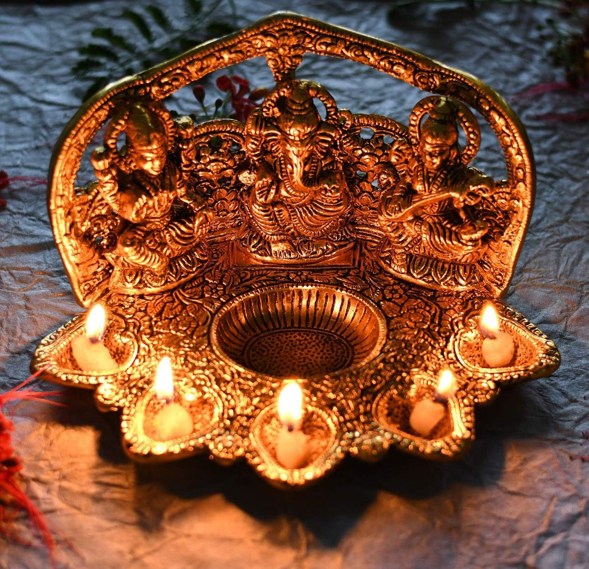 Laxmi Ganesh Saraswati Idol Diya Oil Lamp Deepak in Germany