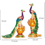 Metal Peacock Statue Multicolor Couple Pair Decorative in Germany