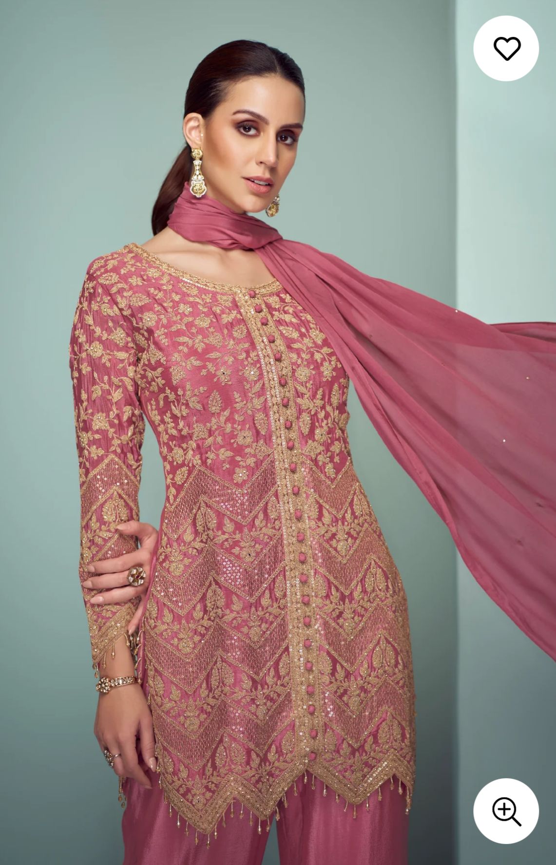 Dusty Pink Sharara Suit with Golden Embroidery in Berlin