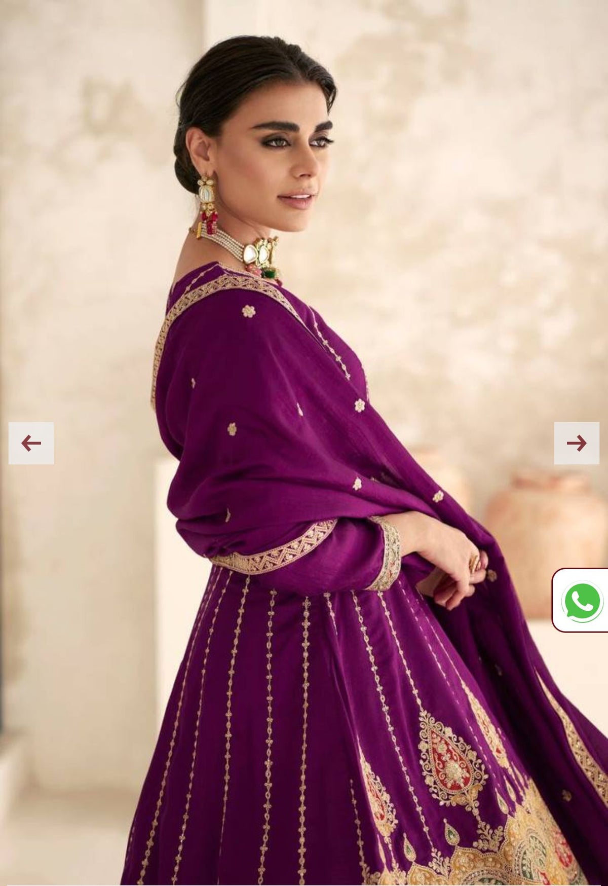 Embroidered Art Silk Anarkali Suit in Wine in Germany