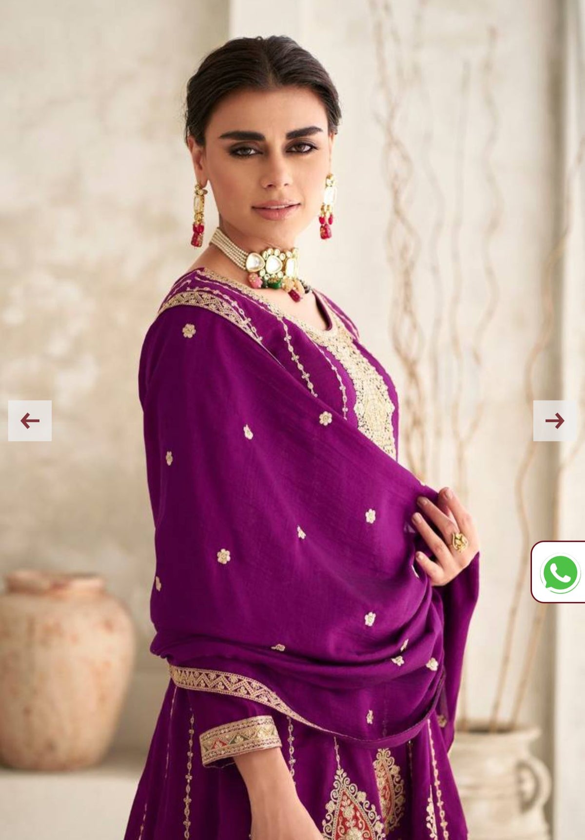 Embroidered Art Silk Anarkali Suit in Wine in Germany