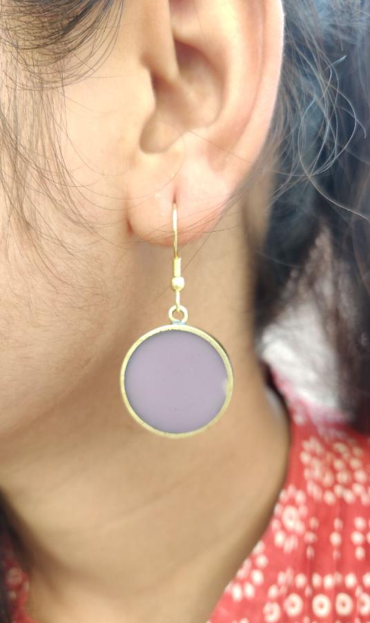 Handcrafted Brass Resin Geometric Shape Circle Earring in Germany