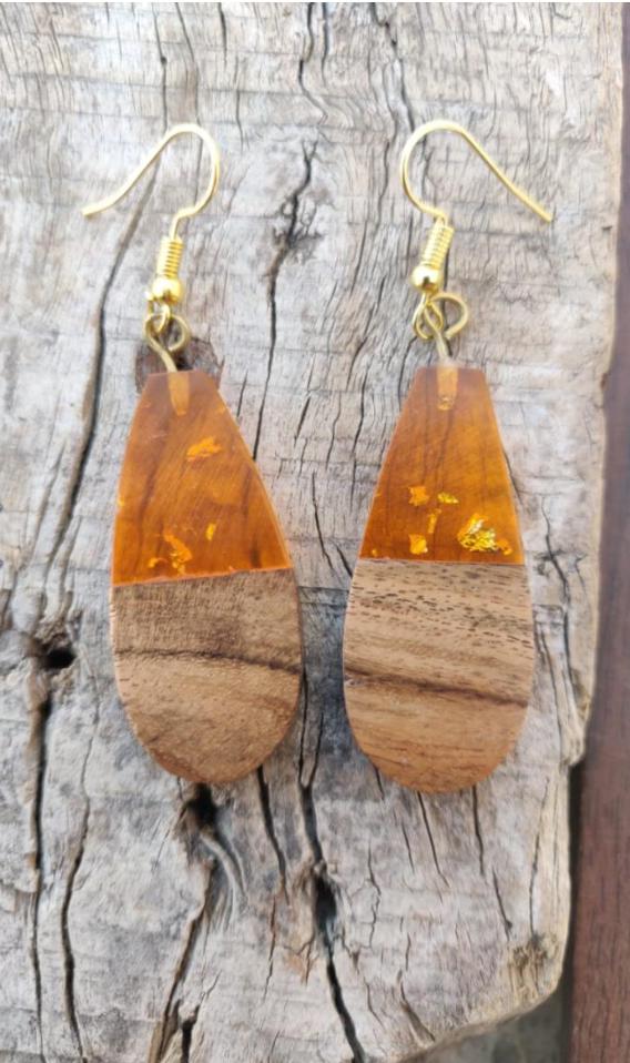 Wooden Resin Dangler Earring in Berlin
