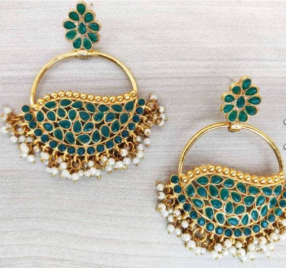 Premium Quality Kundan Stone Stud Hoop Earrings in Munich