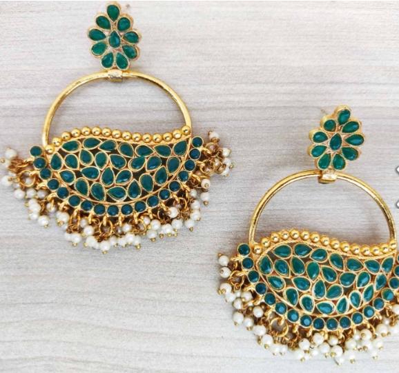 Premium Quality Kundan Stone Stud Hoop Earrings in Munich